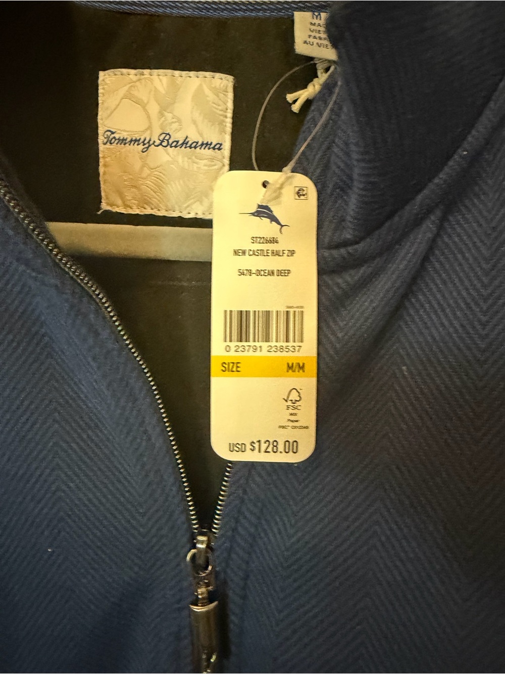 NWT Men’s Quarter-Zip Sweater Pullover - Blue SIZE MED - Picture 2 of 6